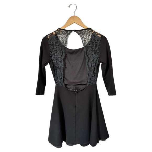 Lulu's Felicity Black Backless Lace Skater Mini Dress Little Black Dress Size S - Picture 11 of 16